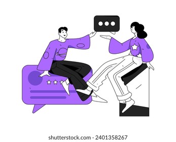 Virtual characters social communication concept business flat vector hand drawn illustration
