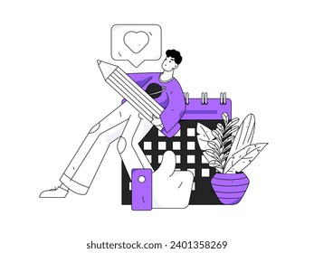 Virtual characters social communication concept business flat vector hand drawn illustration
