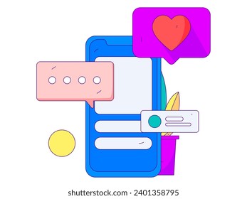 Caracteres virtuales concepto de comunicación social negocio gráfico plano vectorial plano
