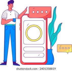 Caracteres virtuales concepto de comunicación social negocio gráfico plano vectorial plano
