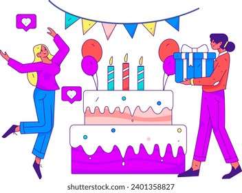 Virtual characters social communication concept business flat vector hand drawn illustration
