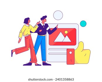 Caracteres virtuales concepto de comunicación social negocio gráfico plano vectorial plano
