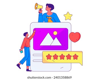 Virtual characters social communication concept business flat vector hand drawn illustration

