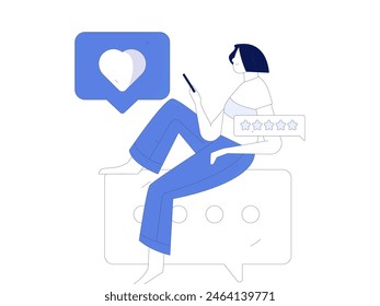 Virtual characters social communication concept business flat vector hand drawn illustration
