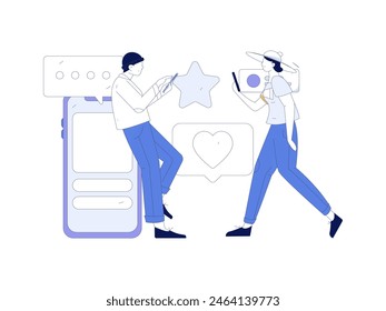 Personajes virtuales concepto de comunicación social de negocios Vector plano dibujado a mano ilustración
