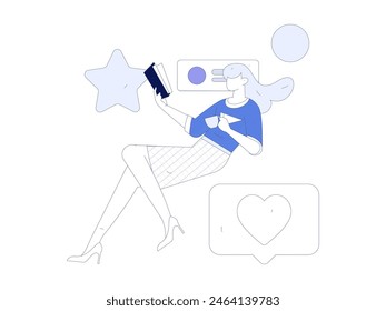 Personajes virtuales concepto de comunicación social de negocios Vector plano dibujado a mano ilustración
