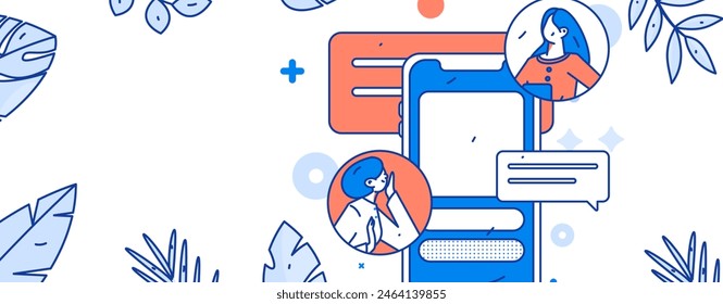 Personajes virtuales concepto de comunicación social de negocios Vector plano dibujado a mano ilustración
