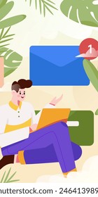 Personajes virtuales concepto de comunicación social de negocios Vector plano dibujado a mano ilustración
