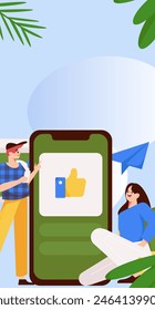 Personajes virtuales concepto de comunicación social de negocios Vector plano dibujado a mano ilustración
