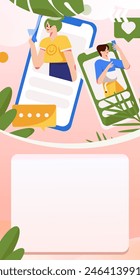 Personajes virtuales concepto de comunicación social de negocios Vector plano dibujado a mano ilustración
