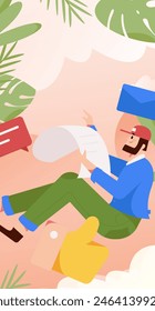 Virtual characters social communication concept business flat vector hand drawn illustration
