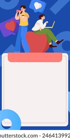 Virtual characters social communication concept business flat vector hand drawn illustration
