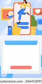 Virtual characters social communication concept business flat vector hand drawn illustration
