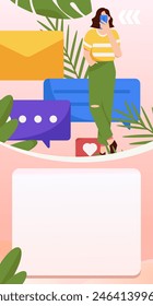 Virtual characters social communication concept business flat vector hand drawn illustration
