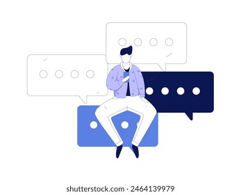 Virtual characters social communication concept business flat vector hand drawn illustration
