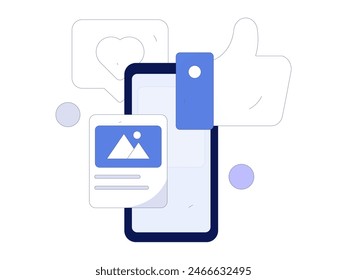 Virtual characters social communication concept business flat vector hand drawn illustration
