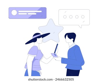 Virtual characters social communication concept business flat vector hand drawn illustration
