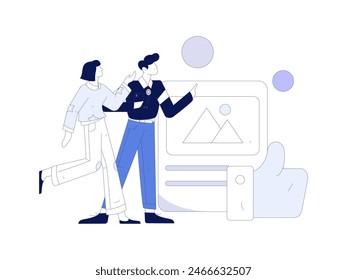 Virtual characters social communication concept business flat vector hand drawn illustration
