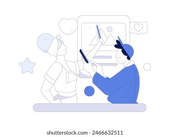 Virtual characters social communication concept business flat vector hand drawn illustration
