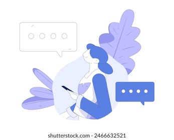 Virtual characters social communication concept business flat vector hand drawn illustration
