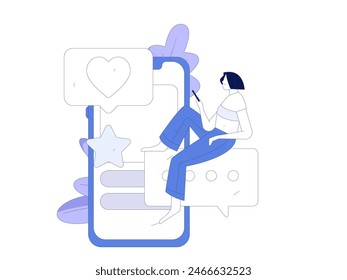 Virtual characters social communication concept business flat vector hand drawn illustration
