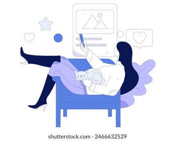 Virtuelle Schriftzeichen Sozialkommunikationskonzept Business Flat Vektorgrafik Handgezeichnete Illustration
