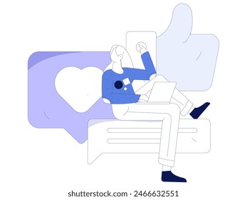 Personajes virtuales concepto de comunicación social de negocios Vector plano dibujado a mano ilustración
