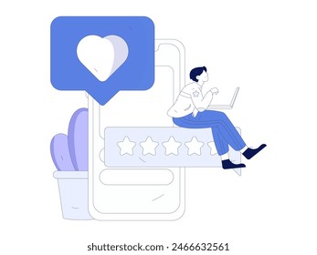 Virtual characters social communication concept business flat vector hand drawn illustration
