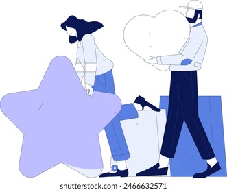 Virtual characters social communication concept business flat vector hand drawn illustration

