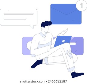 Virtual characters social communication concept business flat vector hand drawn illustration
