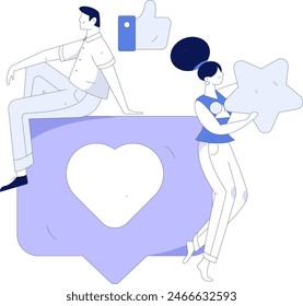 Personajes virtuales concepto de comunicación social de negocios Vector plano dibujado a mano ilustración
