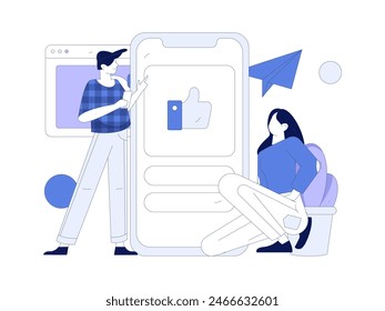 Personajes virtuales concepto de comunicación social de negocios Vector plano dibujado a mano ilustración

