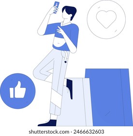 Virtual characters social communication concept business flat vector hand drawn illustration
