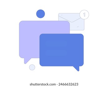 Virtual characters social communication concept business flat vector hand drawn illustration
