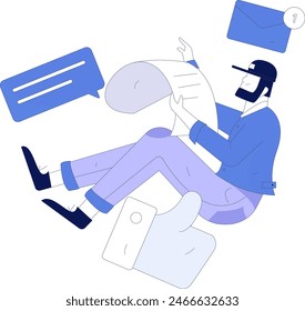 Virtuelle Schriftzeichen Sozialkommunikationskonzept Business Flat Vektorgrafik Handgezeichnete Illustration
