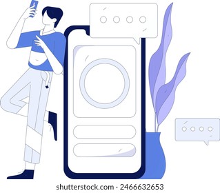 Personajes virtuales concepto de comunicación social de negocios Vector plano dibujado a mano ilustración
