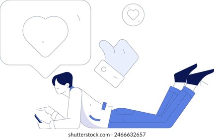 Personajes virtuales concepto de comunicación social de negocios Vector plano dibujado a mano ilustración
