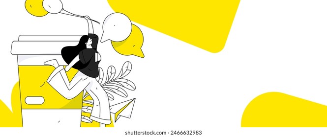 Virtual characters social communication concept business flat vector hand drawn illustration
