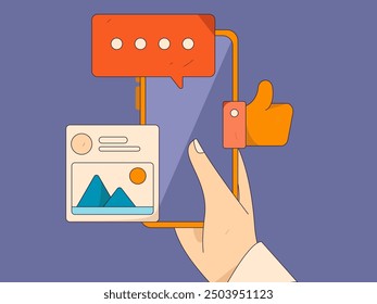 Virtual characters social communication concept business flat vector hand drawn illustration
