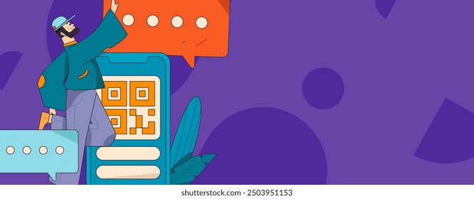Virtual characters social communication concept business flat vector hand drawn illustration
