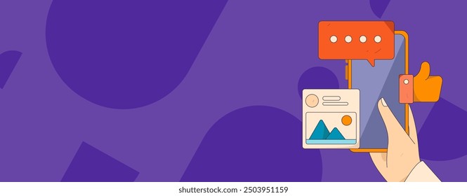 Virtual characters social communication concept business flat vector hand drawn illustration
