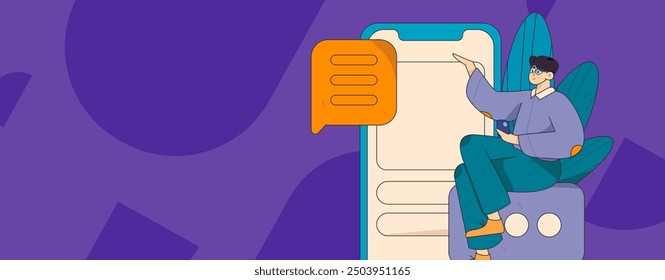 Virtual characters social communication concept business flat vector hand drawn illustration
