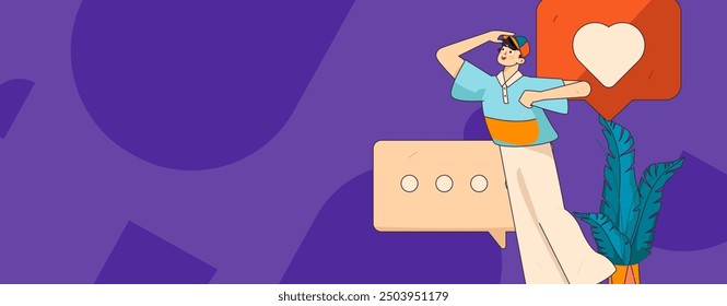 Concepto de comunicación social de personajes virtuales ilustración de Vector plano de negocios dibujado a mano
