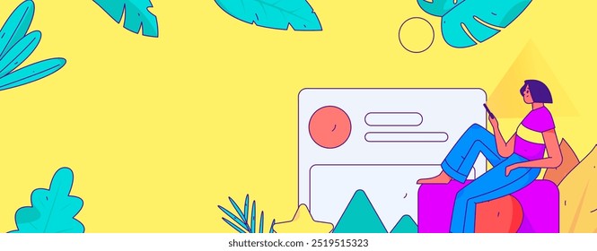 Virtual characters social communication concept business flat vector hand drawn illustration
