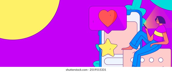 Virtual characters social communication concept business flat vector hand drawn illustration
