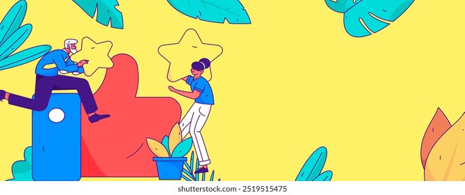 Virtual characters social communication concept business flat vector hand drawn illustration
