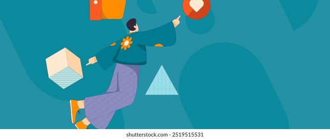 Virtual characters social communication concept business flat vector hand drawn illustration
