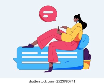 Virtual characters social communication concept business flat vector hand drawn illustration
