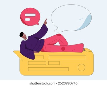 Virtual characters social communication concept business flat vector hand drawn illustration
