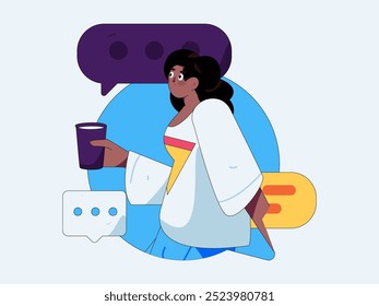 Virtual characters social communication concept business flat vector hand drawn illustration
